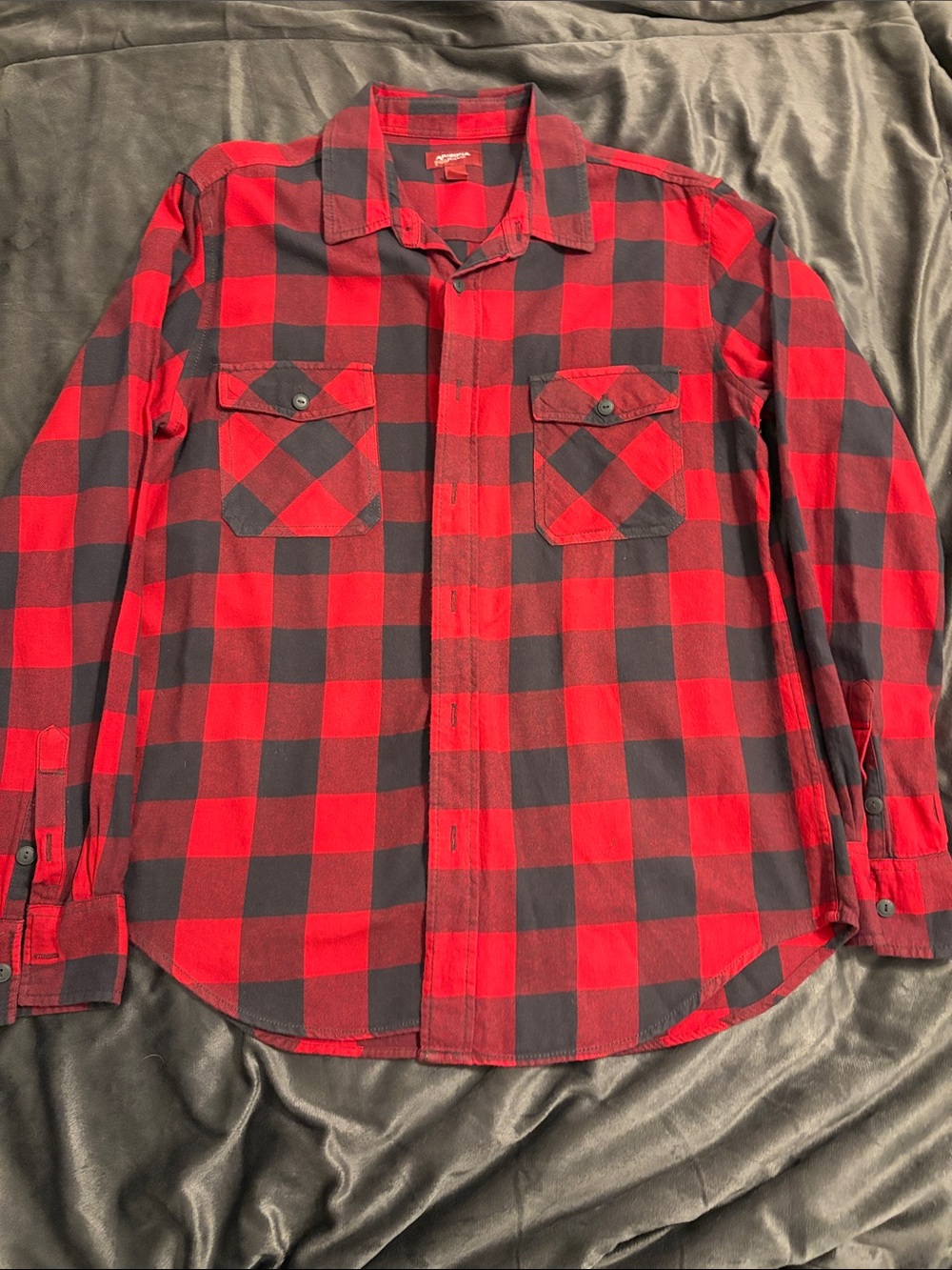 Red and Black Plaid Men's Button-Up Shirt